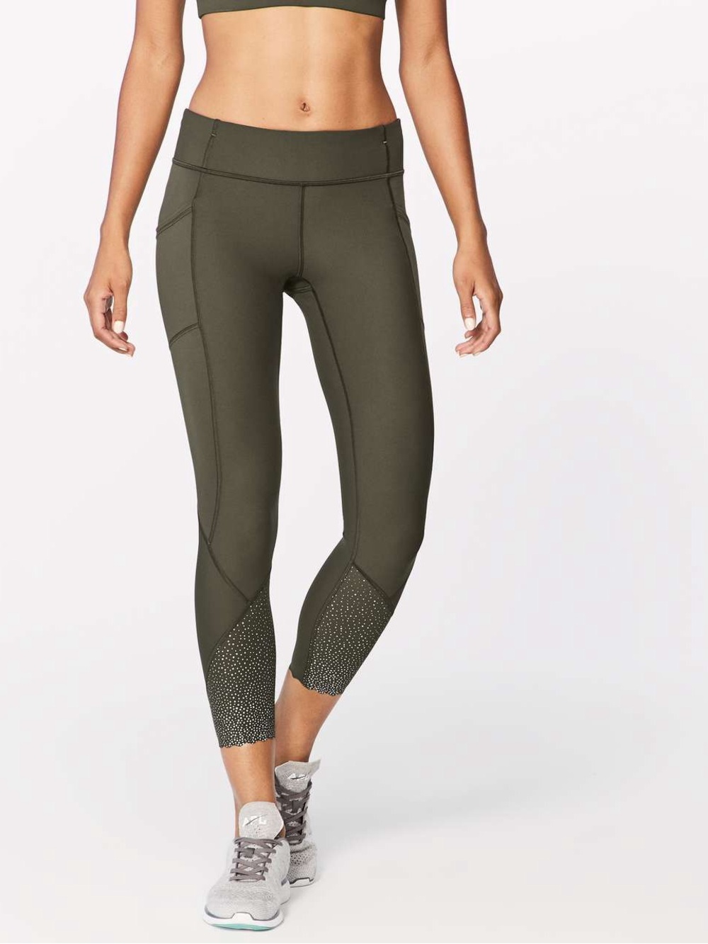 lululemon athletica Olive Green High-Rise Capri with Perforated Hem